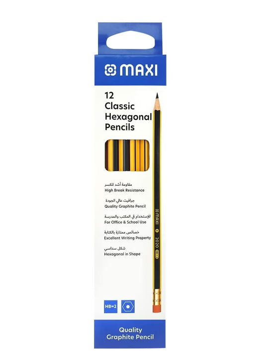 Buy Maxi Classic Triangular Graphite Pencils – 12 Pack | Comfortable Grip & Smooth Writing | Metrix Books Store