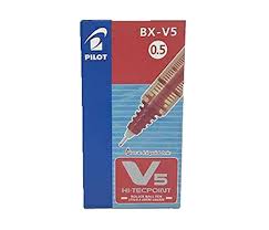 Pilot Hi-Tecpoint V5 Rollerball Pen 0.5mm – Box of 10| Needle Tip | Smooth Writing | Metrix Books Store