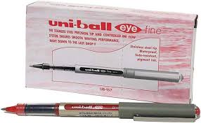 Uni-ball Eye Fine Roller Pen 0.7mm Blue, Black & Red (Pack of 12) | Smooth Writing Pens | Metrix Books Store