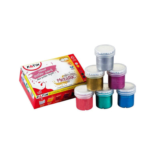 Fatih Metallic Poster Paint 6 Colors (25 ml Each) – Washable & Non-Toxic | Metrix Books Store