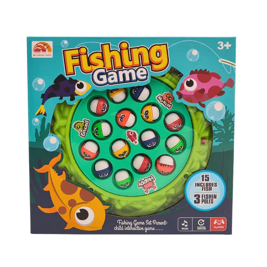 Musical Fishing Game Toy Set – 15 Fish Interactive Rotating Pond Game