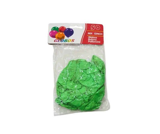 GLOBOS 12-Inch Green Latex Balloons – 50 Pieces Party Pack