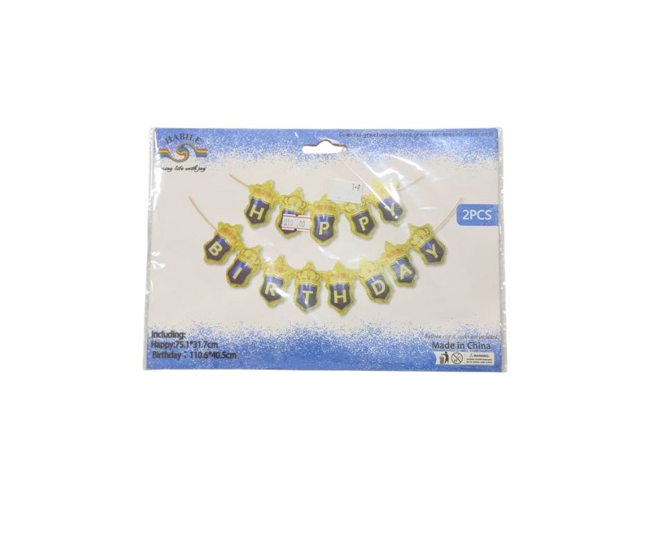Happy Birthday Crown Garland Banner – Blue Party Decoration