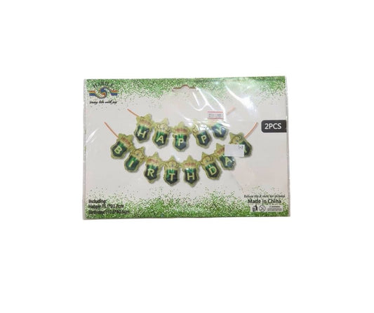 Happy Birthday Crown Garland Banner – Green Party Decoration
