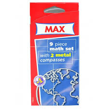 Max 9-Piece Mathematical Instrument Set | Student Geometry Box | Metrix Books Store