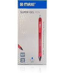 Maxi Gel Pen 0.7mm – Blue, Black & Red (Box of 12) | Smooth Writing | Metrix Books Store