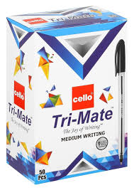 Cello Tri-Mate Ballpoint Pen Blue, Black & Red 0.7mm (Pack of 50) | Smooth Writing Pens | Metrix Books Store