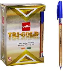 Cello Tri-Gold Ballpoint Pen 1.0mm Box of 50Pc – Blue & Black Ink | Metrix Books Store