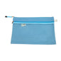 A4 light blue dual-compartment zippered document file bag with mesh main pocket