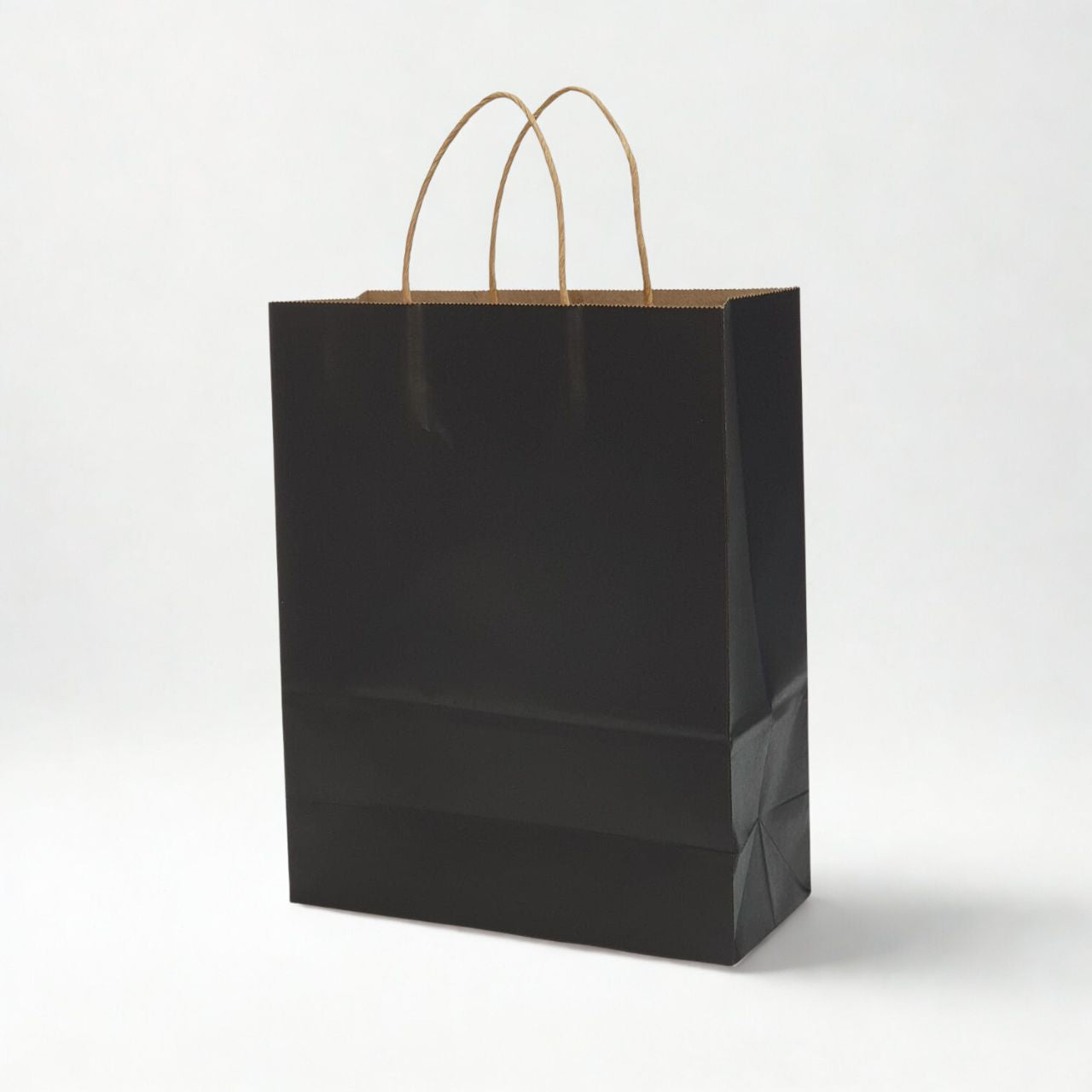 Medium black kraft paper gift bag with twisted paper handles for gifts and retail