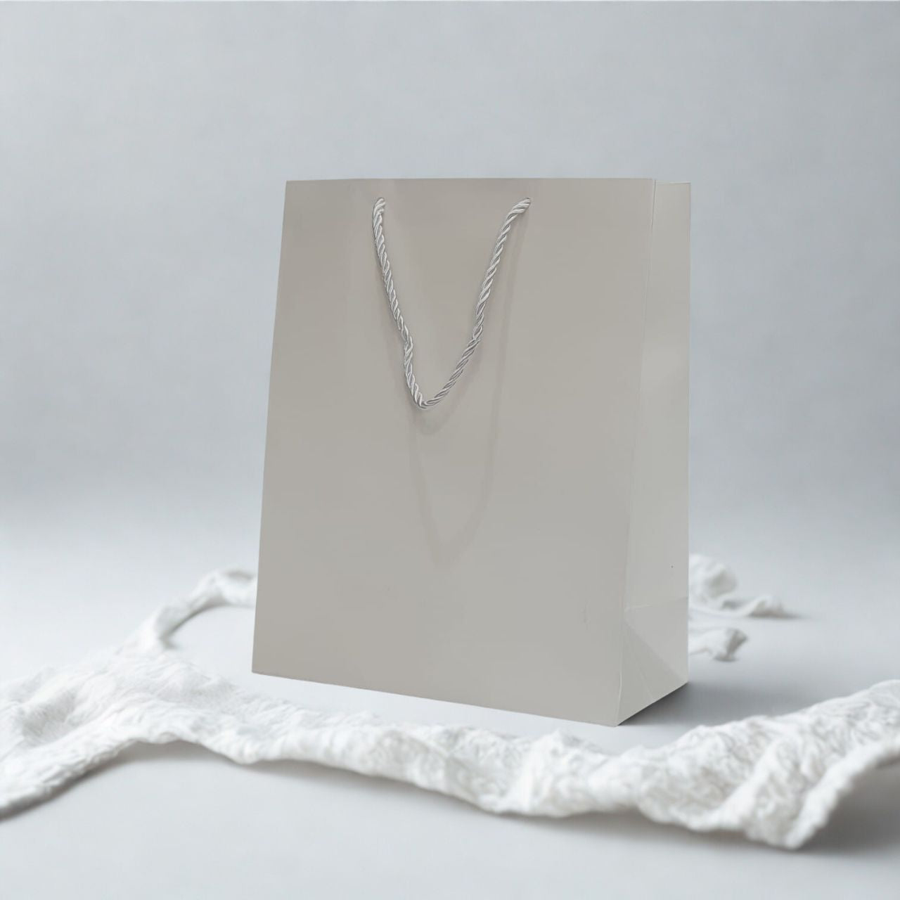 Medium White Paper Gift Bag with Matching Rope Handles