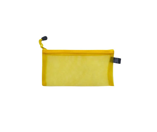 Giftinguru Yellow Transparent Pencil Pouch – Mesh/Polyester