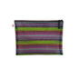 Green & Purple Mixed Striped Mesh Zipper Pouch / Document Bag – A3 Size