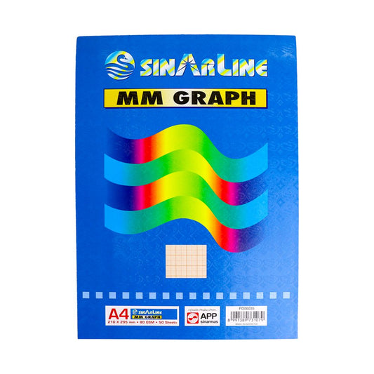 Sinarline A4 MM Graph Pad – 50 Sheets, 80 GSM Graph Paper