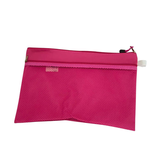 Pink Dual-Compartment Zippered Document File Bag – A4 Size