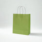 B5 Size Green Kraft Paper Gift Bag with White Twisted Paper Handles