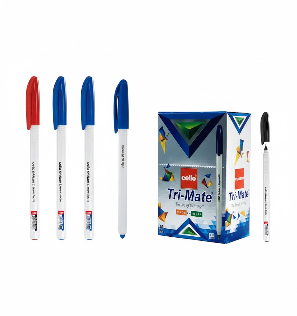 Cello Tri-Mate Ballpoint Pen 0.7mm – Blue, Black & Red | Smooth Writing Pens | Metrix Books Store