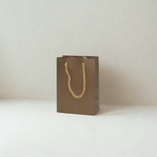 A5 Brown Paper Gift Bag with Golden Rope Handles