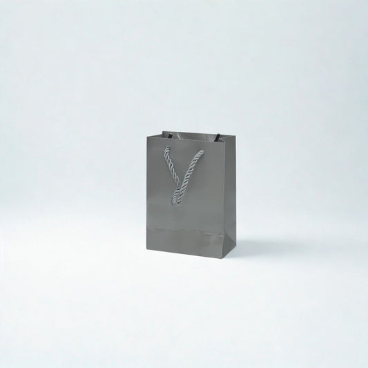 A5 size silver paper gift bag with handles for luxury small items